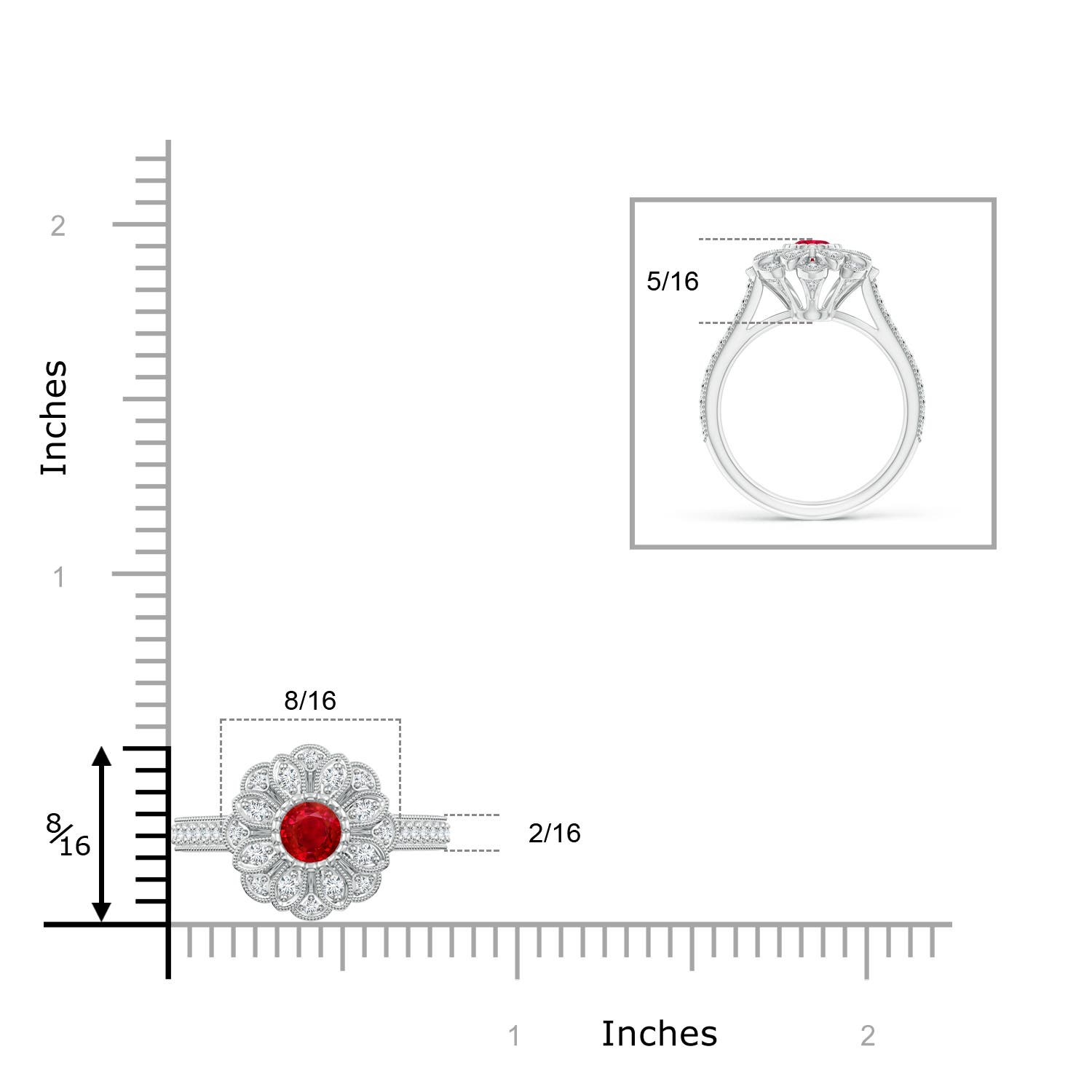 AAA - Ruby / 0.83 CT / 14 KT White Gold