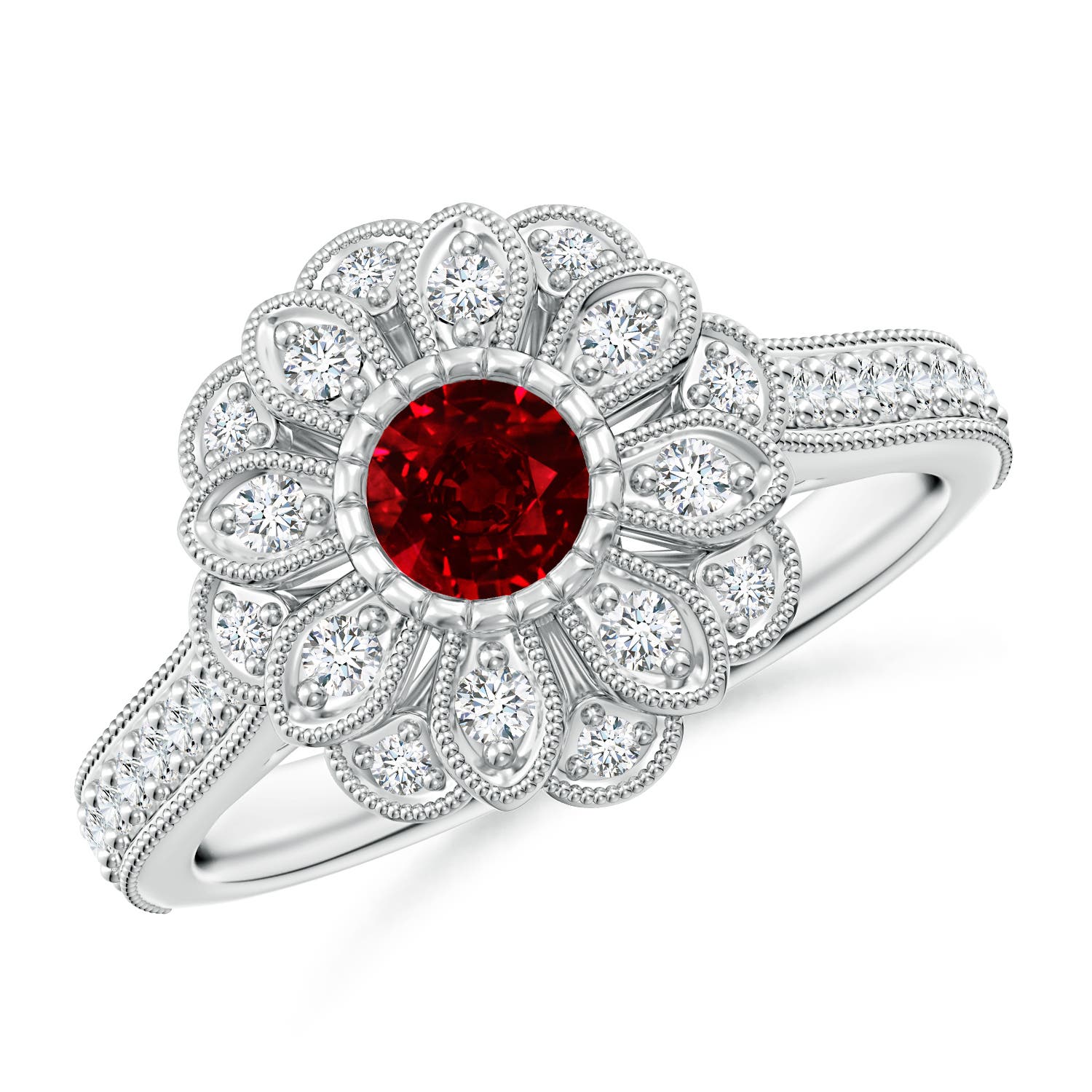 AAAA - Ruby / 0.83 CT / 14 KT White Gold