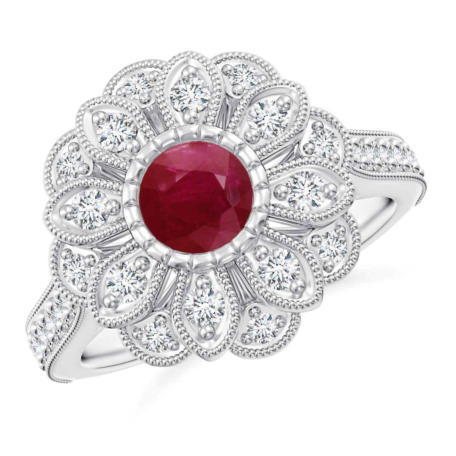 A - Ruby / 1.4 CT / 14 KT White Gold