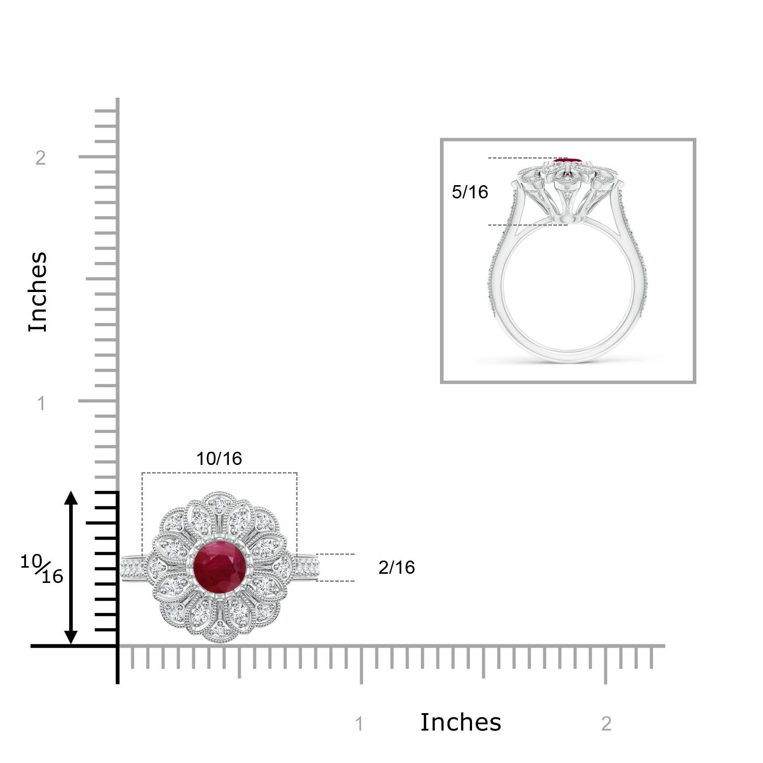 A - Ruby / 1.4 CT / 14 KT White Gold