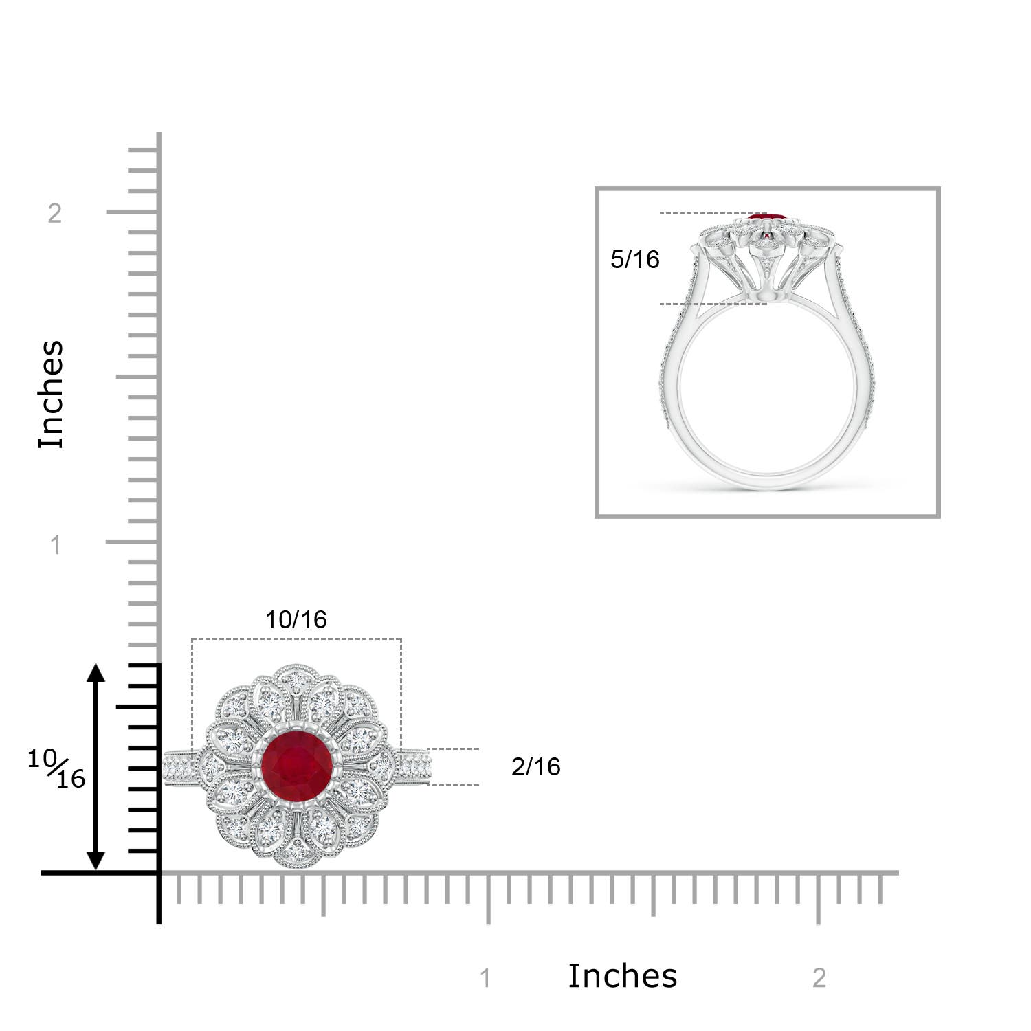 AA - Ruby / 1.4 CT / 14 KT White Gold