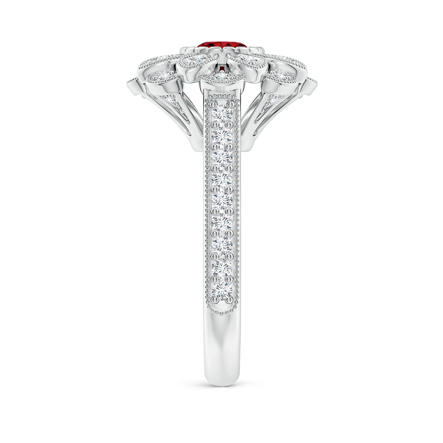 AAAA - Ruby / 1.4 CT / 14 KT White Gold