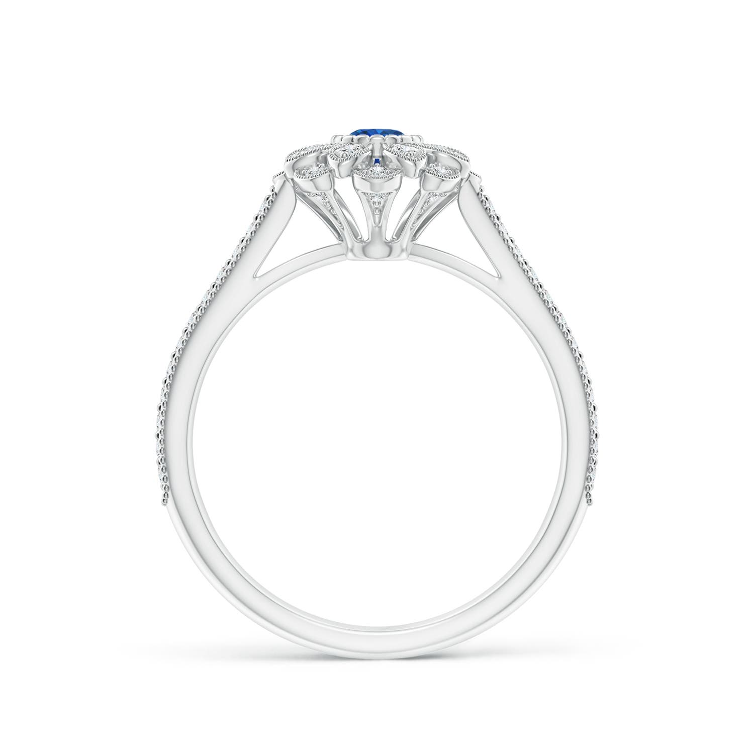 AAA - Blue Sapphire / 0.47 CT / 14 KT White Gold