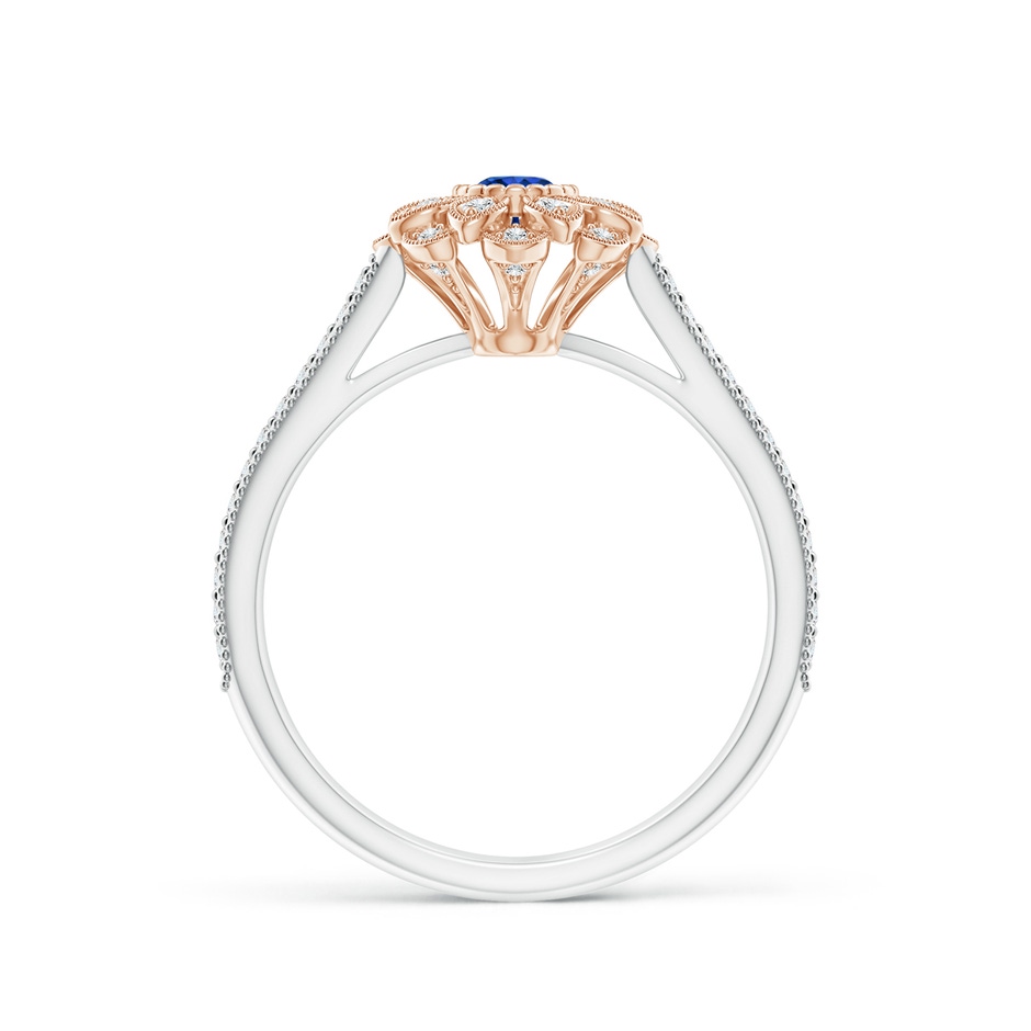 3.5mm AAAA Vintage Inspired Sapphire Floral Halo Ring with Milgrain in White Gold Rose Gold product image