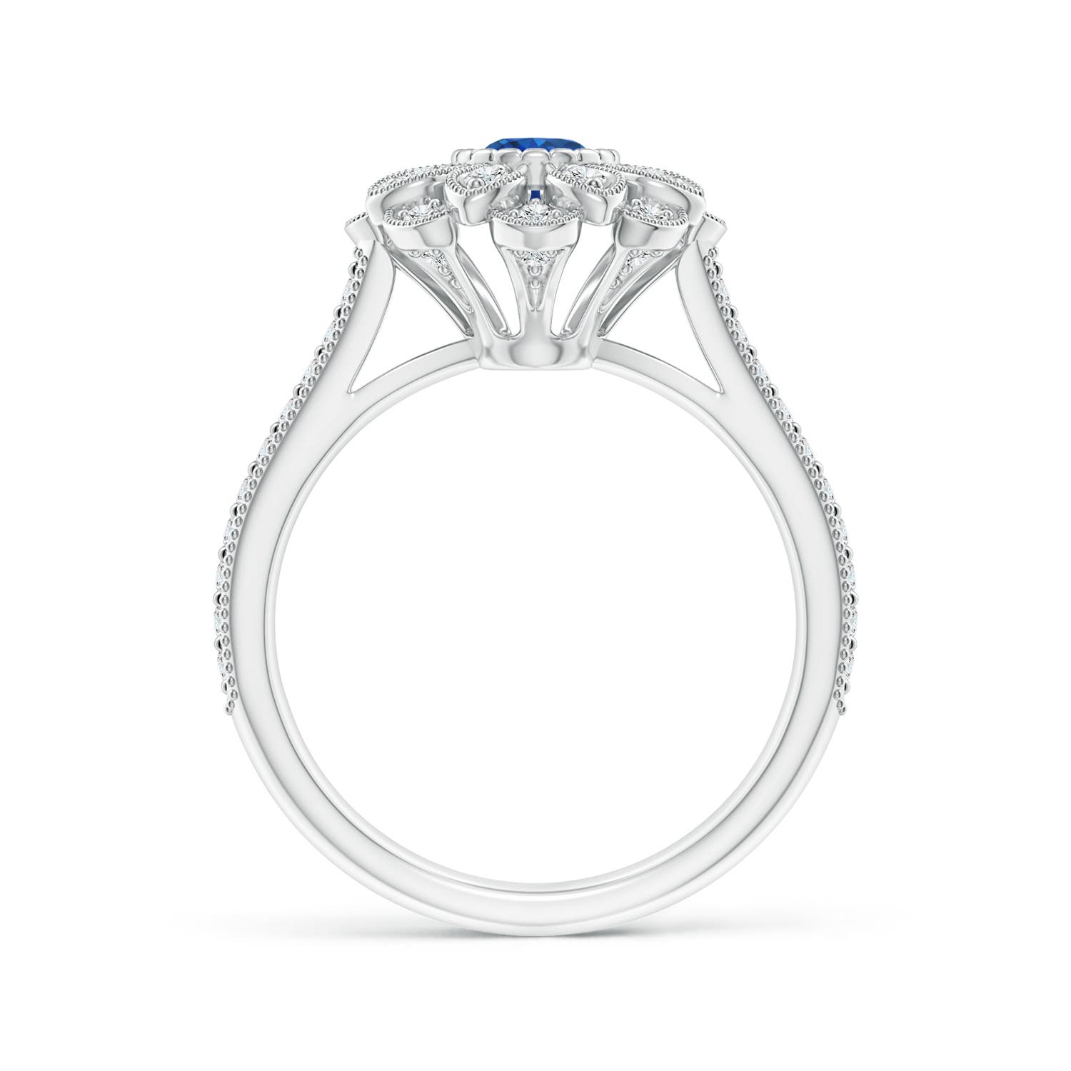 AAA - Blue Sapphire / 0.84 CT / 14 KT White Gold