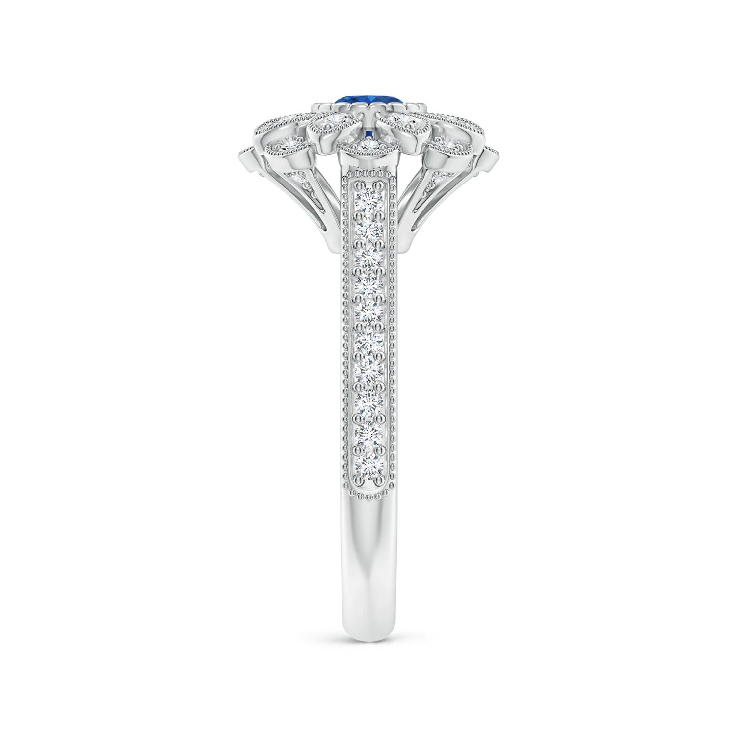 AAA - Blue Sapphire / 0.84 CT / 14 KT White Gold