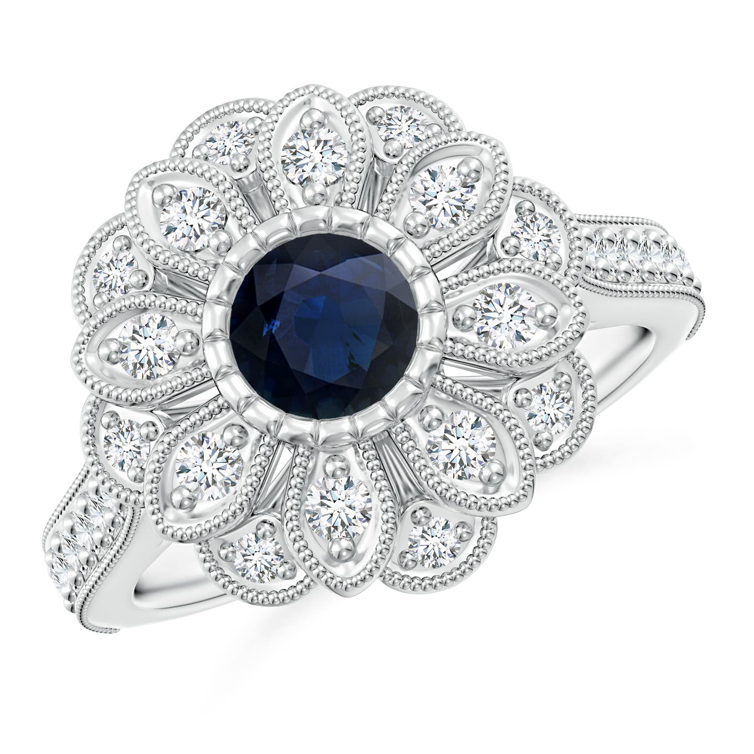 A - Blue Sapphire / 1.35 CT / 14 KT White Gold