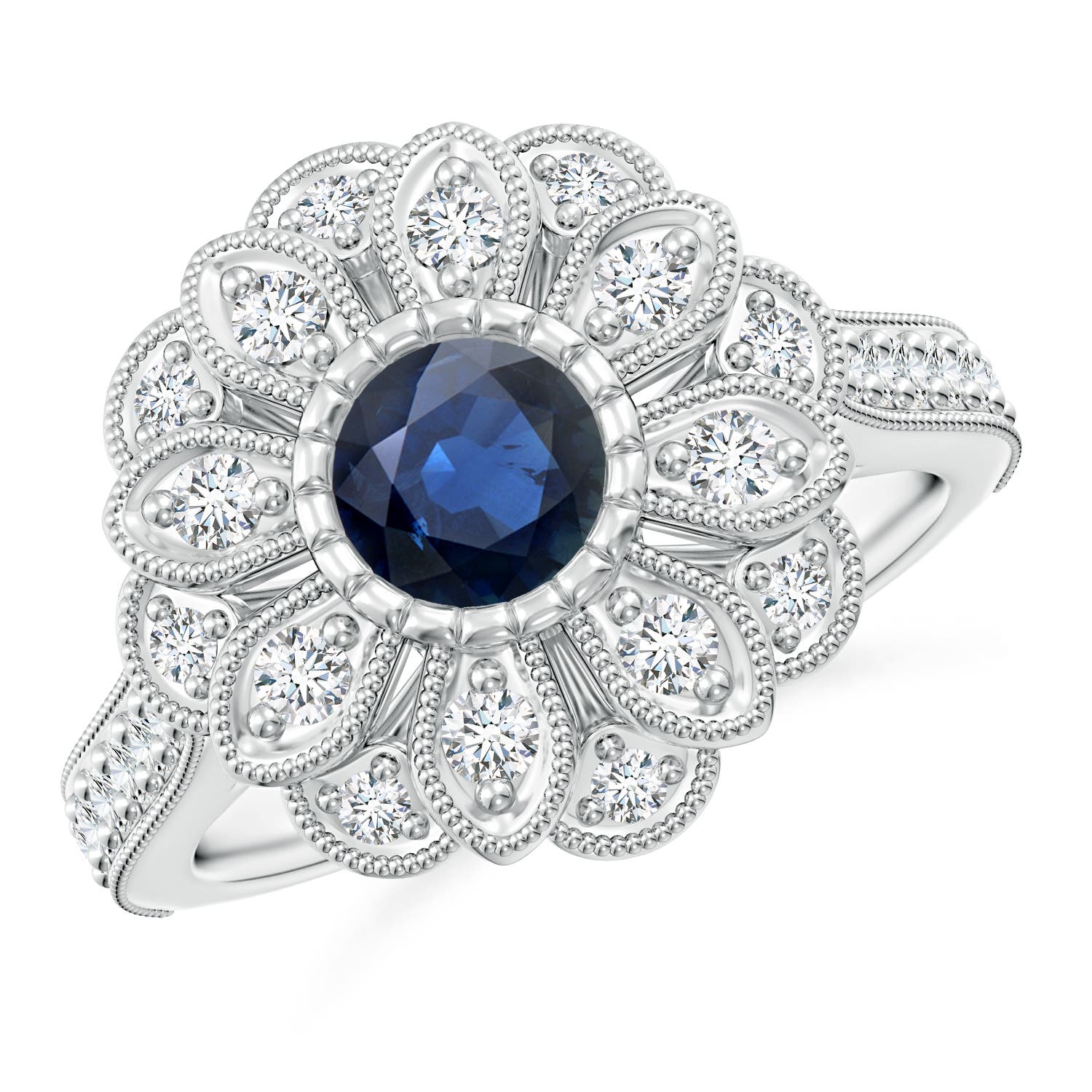 AA - Blue Sapphire / 1.35 CT / 14 KT White Gold