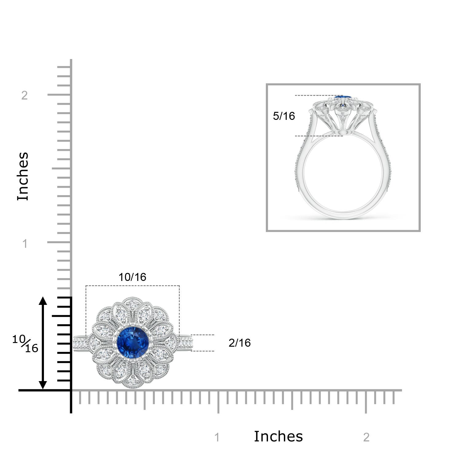 AAA - Blue Sapphire / 1.35 CT / 14 KT White Gold