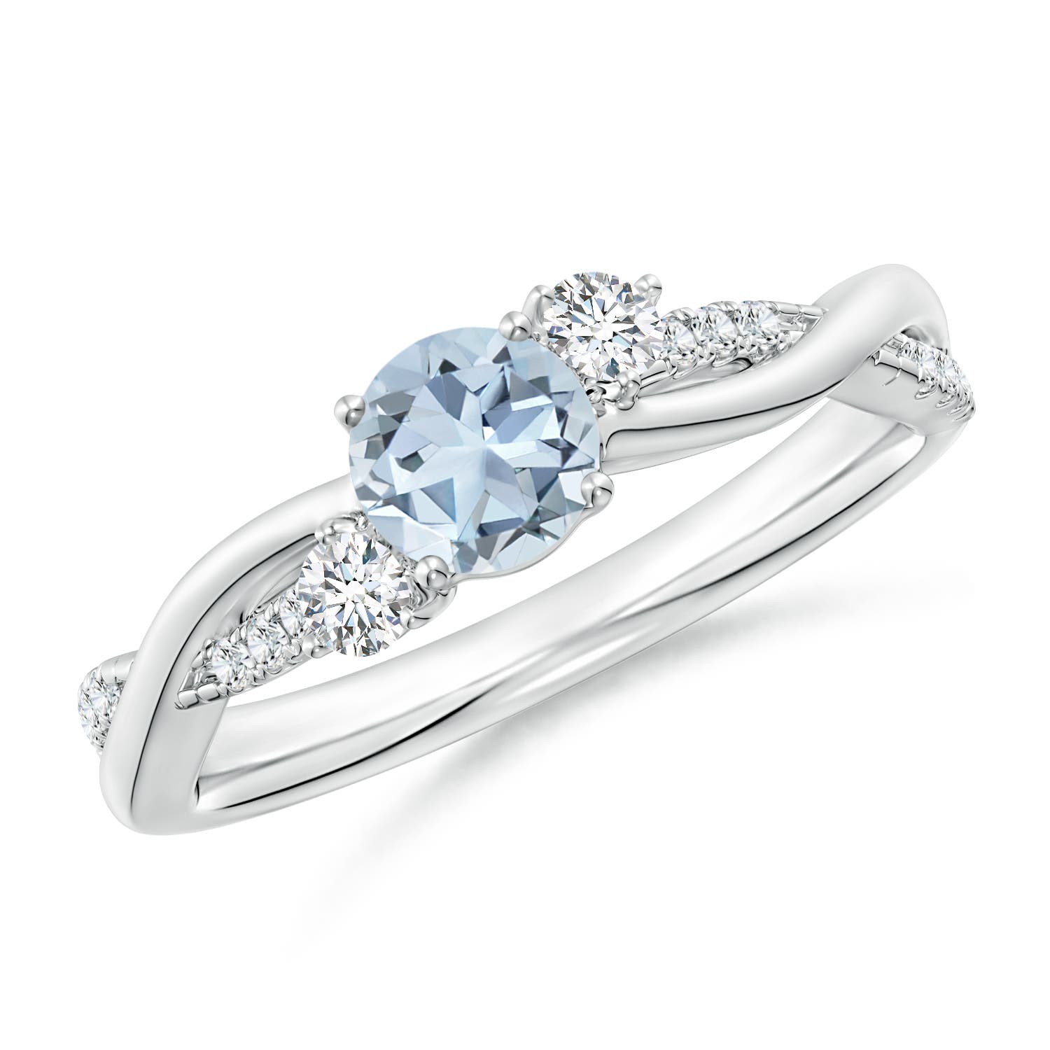 5mm A Nature Inspired Aquamarine & Diamond Twisted Vine Ring in P950 Platinum