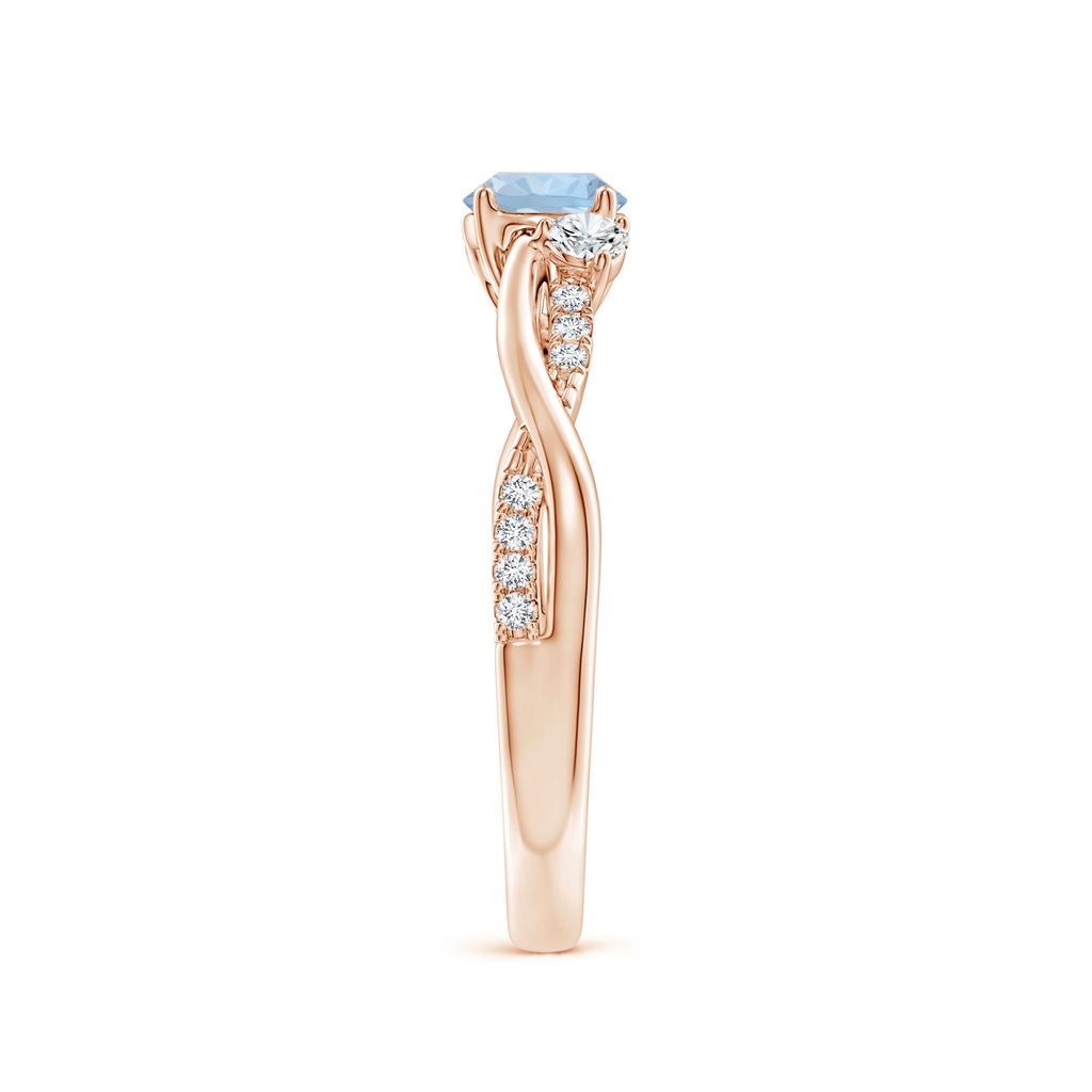 5mm AA Nature Inspired Aquamarine & Diamond Twisted Vine Ring in Rose Gold Side 299