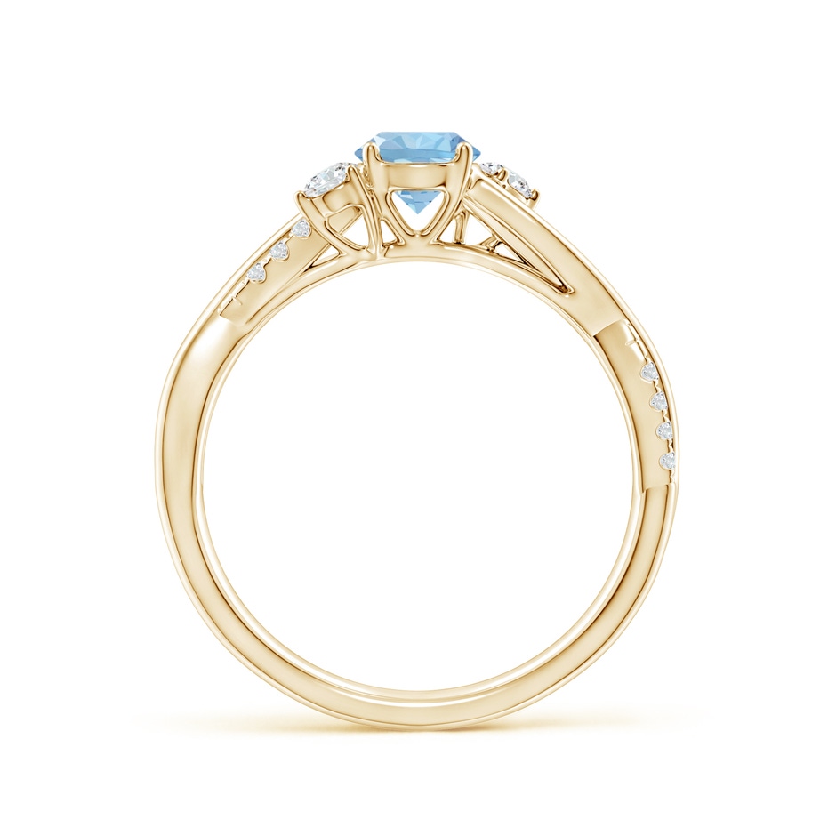 5mm AAA Nature Inspired Aquamarine & Diamond Twisted Vine Ring in Yellow Gold Side 199