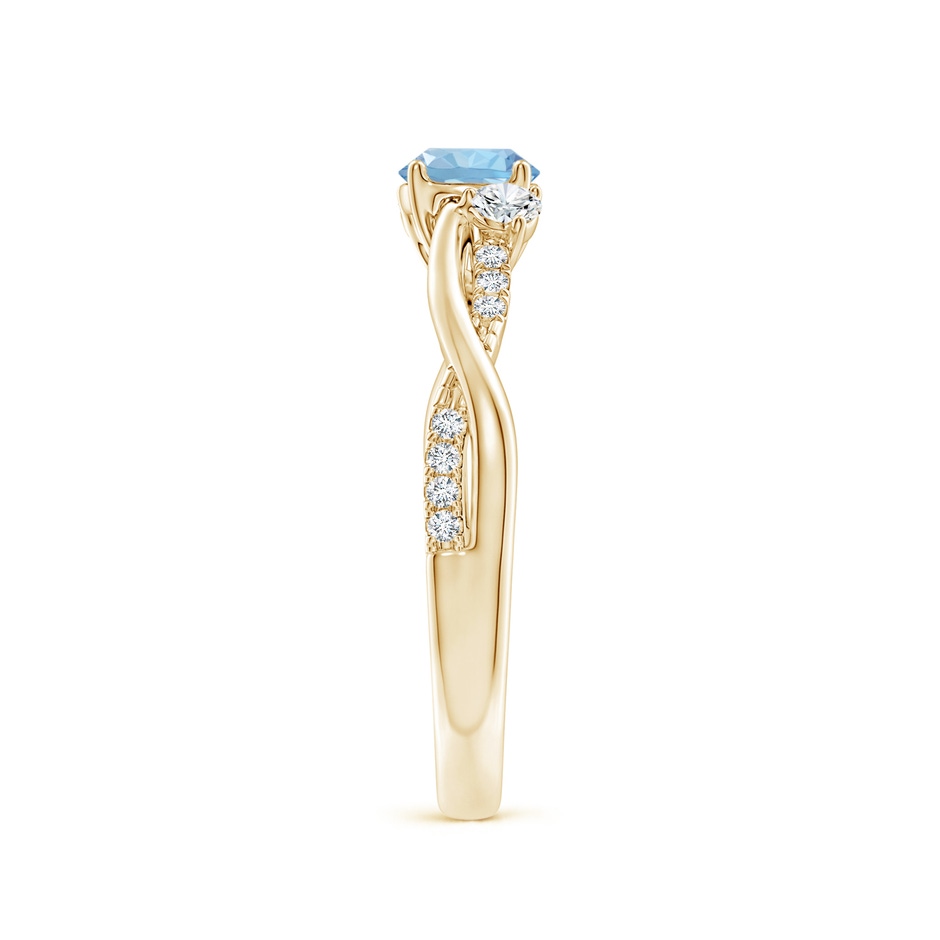 5mm AAA Nature Inspired Aquamarine & Diamond Twisted Vine Ring in Yellow Gold Side 299