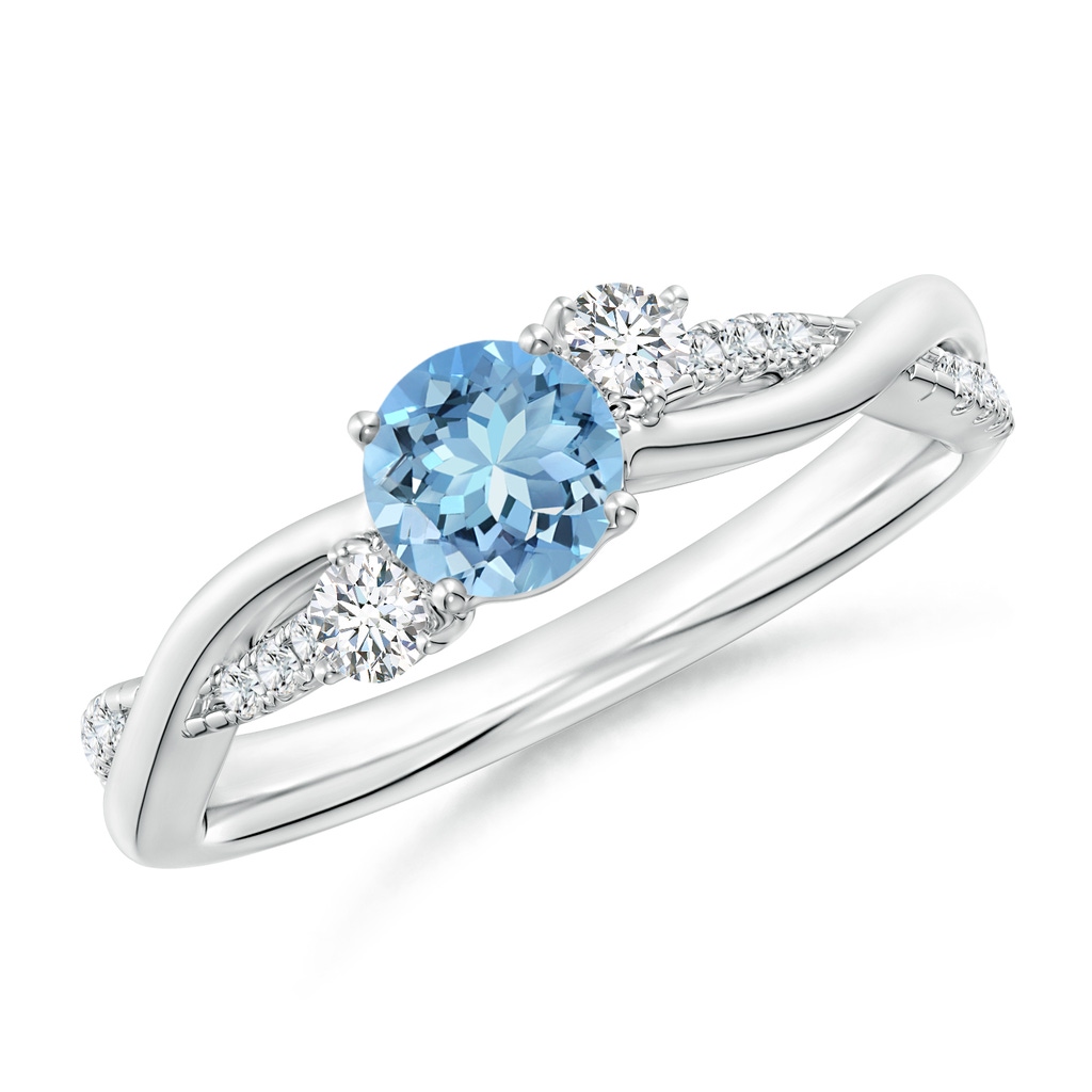 5mm AAAA Nature Inspired Aquamarine & Diamond Twisted Vine Ring in P950 Platinum