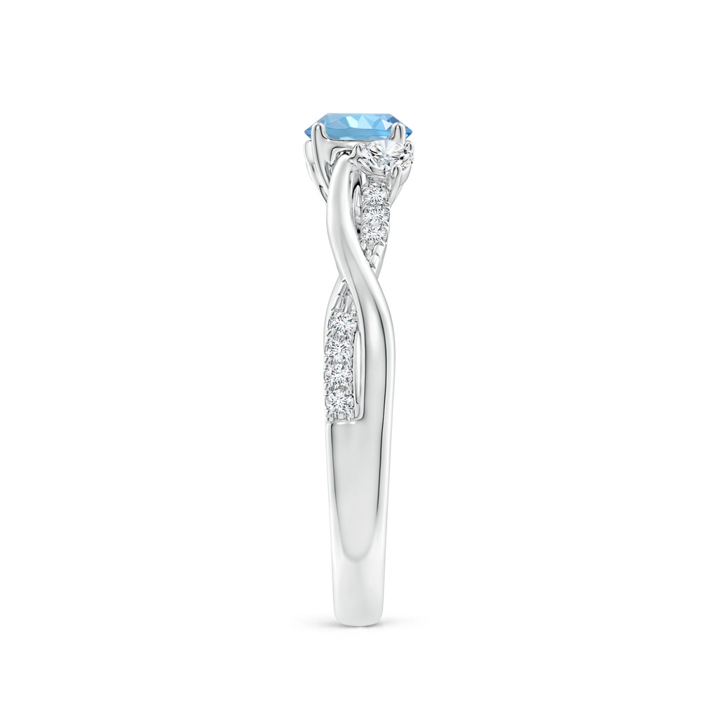 5mm AAAA Nature Inspired Aquamarine & Diamond Twisted Vine Ring in P950 Platinum Side 299