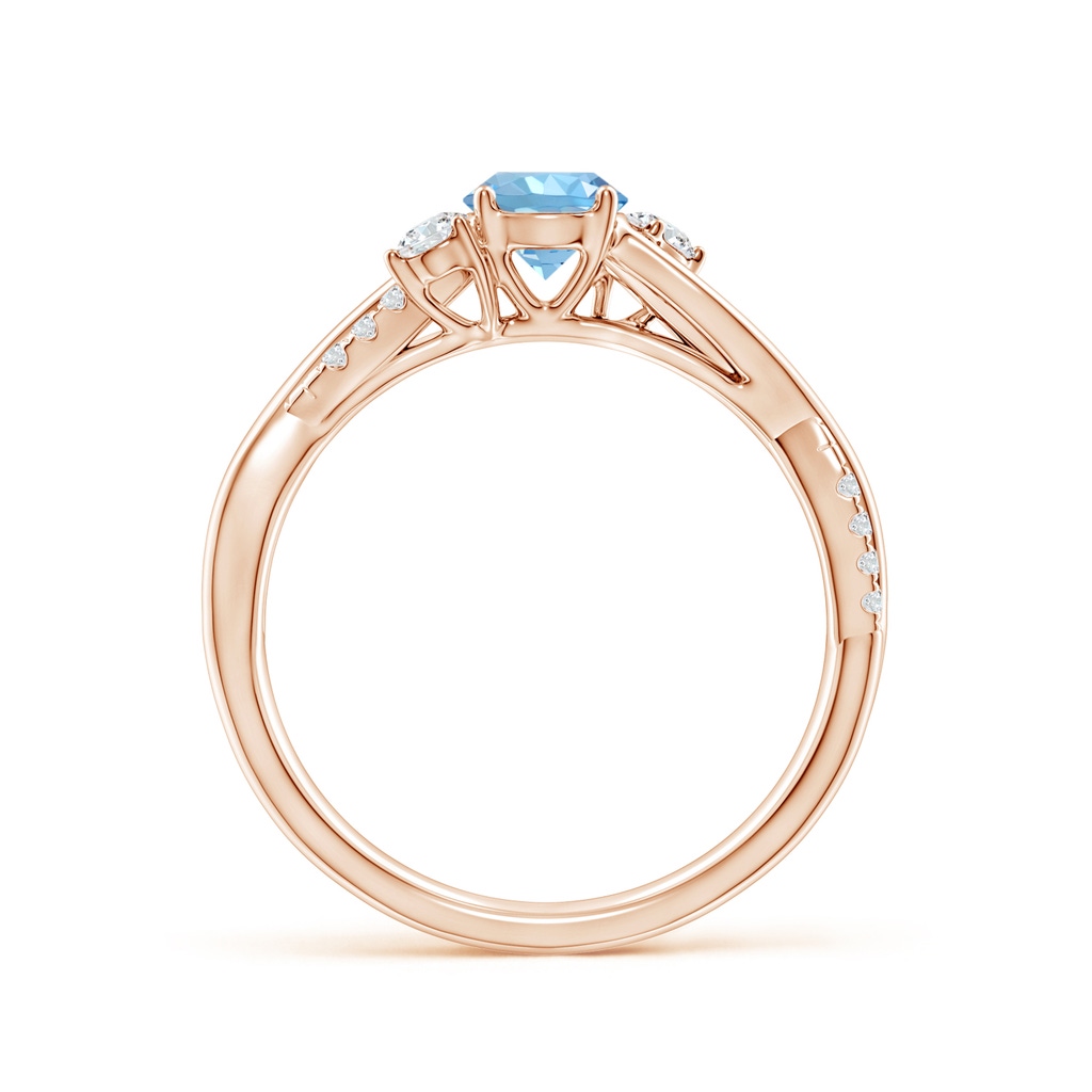 5mm AAAA Nature Inspired Aquamarine & Diamond Twisted Vine Ring in Rose Gold - Side 199