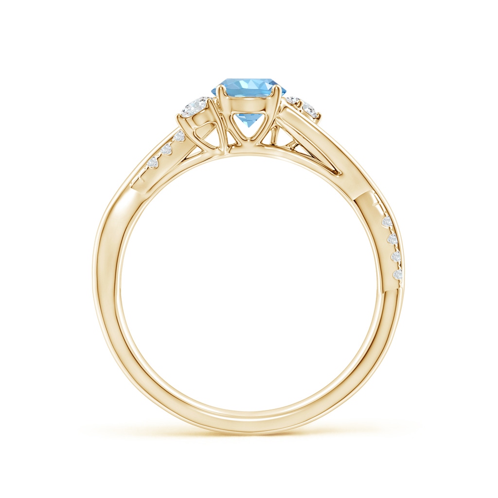 5mm AAAA Nature Inspired Aquamarine & Diamond Twisted Vine Ring in Yellow Gold - side 199