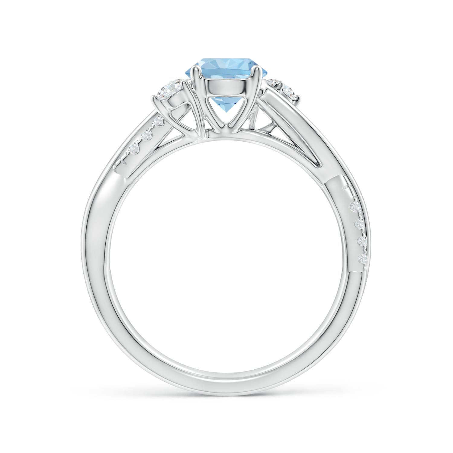 6mm AAA Nature Inspired Aquamarine & Diamond Twisted Vine Ring in White Gold - side 2
