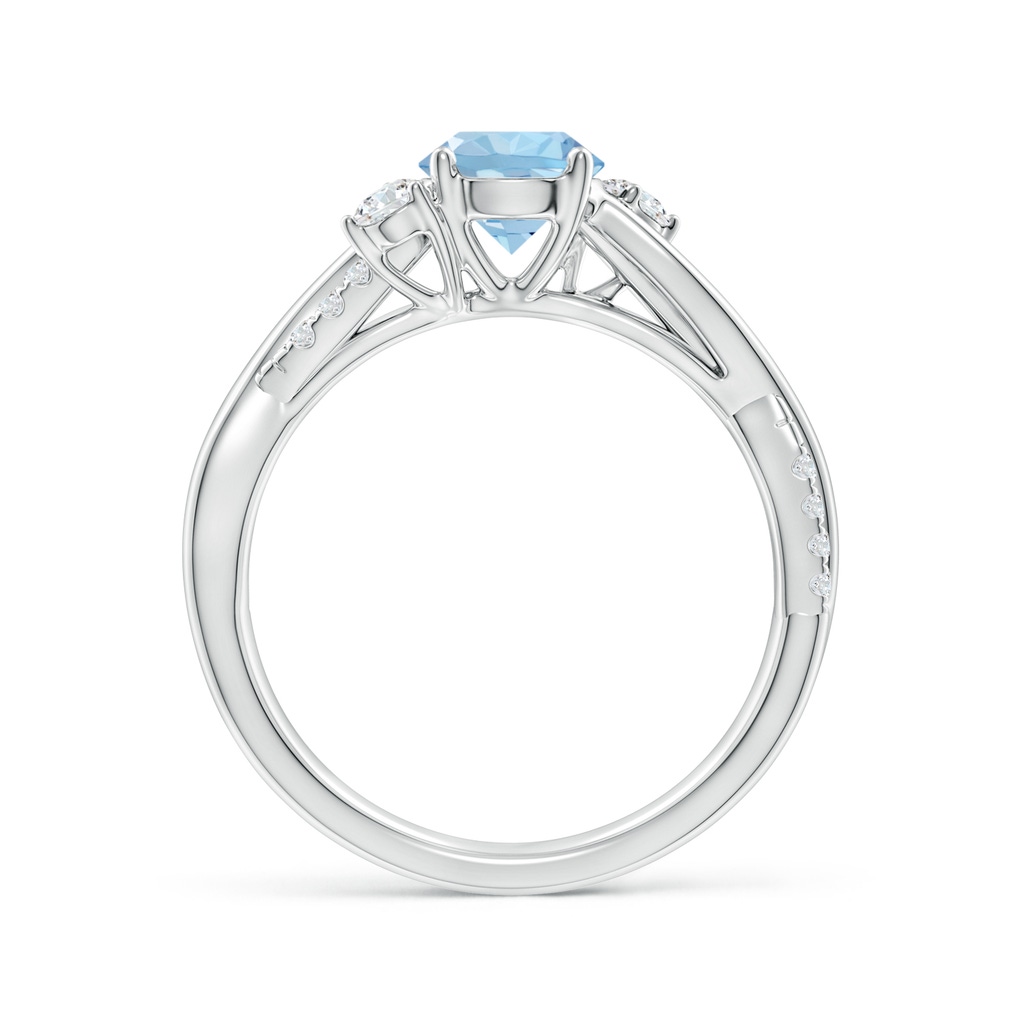 6mm AAA Nature Inspired Aquamarine & Diamond Twisted Vine Ring in White Gold - Side 199