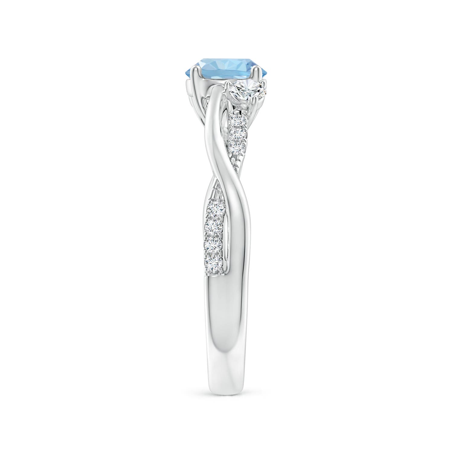 6mm AAA Nature Inspired Aquamarine & Diamond Twisted Vine Ring in White Gold - side 3