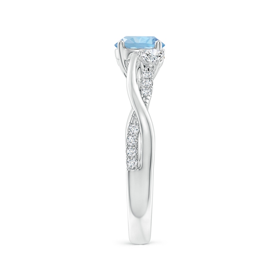 6mm AAA Nature Inspired Aquamarine & Diamond Twisted Vine Ring in White Gold Side 299