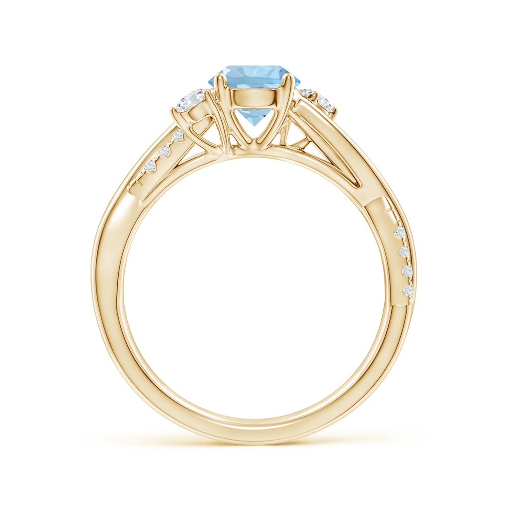 6mm AAA Nature Inspired Aquamarine & Diamond Twisted Vine Ring in Yellow Gold Side 199