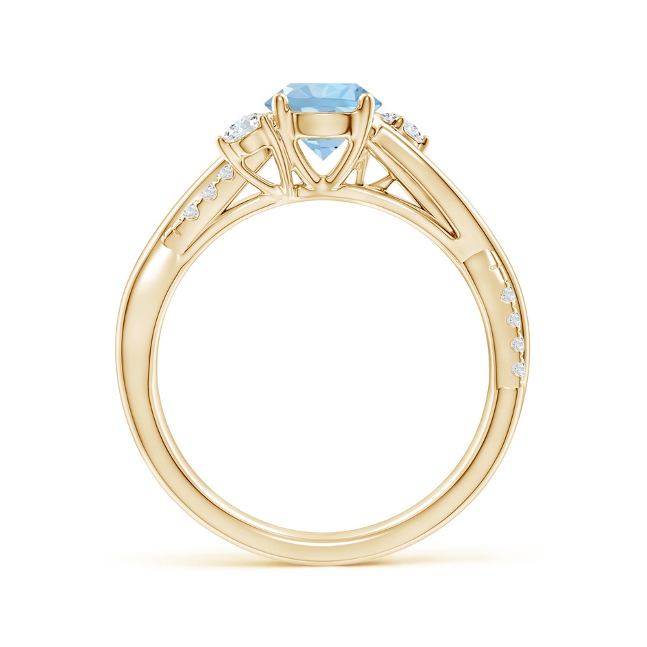 6mm AAA Nature Inspired Aquamarine & Diamond Twisted Vine Ring in Yellow Gold side 199