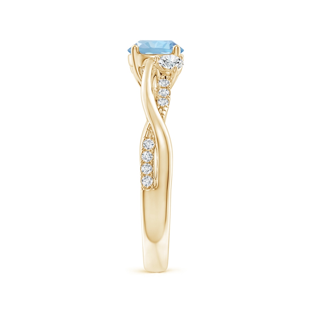 6mm AAA Nature Inspired Aquamarine & Diamond Twisted Vine Ring in Yellow Gold Side 299