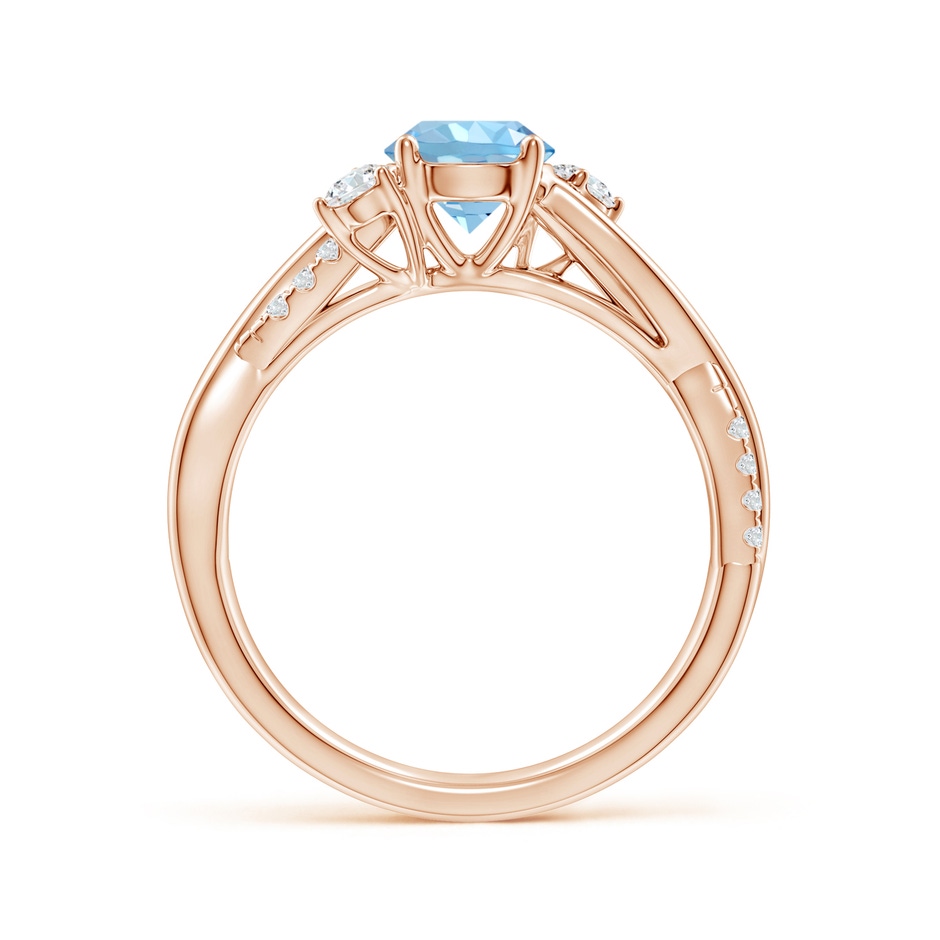 6mm AAAA Nature Inspired Aquamarine & Diamond Twisted Vine Ring in Rose Gold Side 199