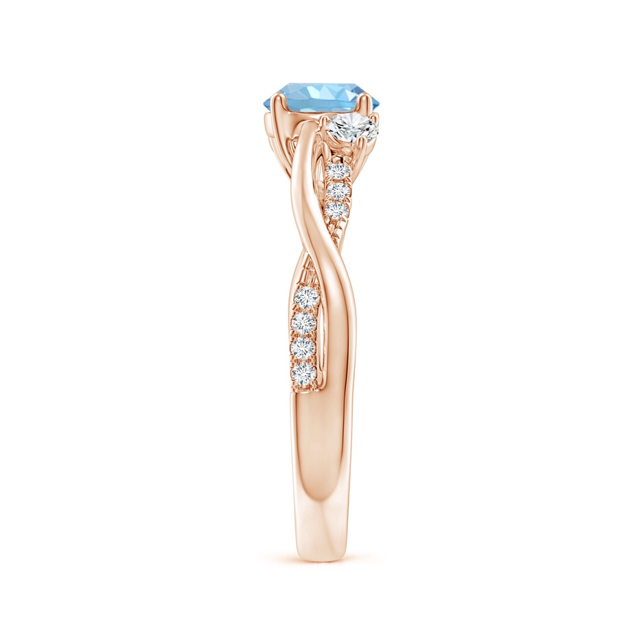 6mm AAAA Nature Inspired Aquamarine & Diamond Twisted Vine Ring in Rose Gold Side 299