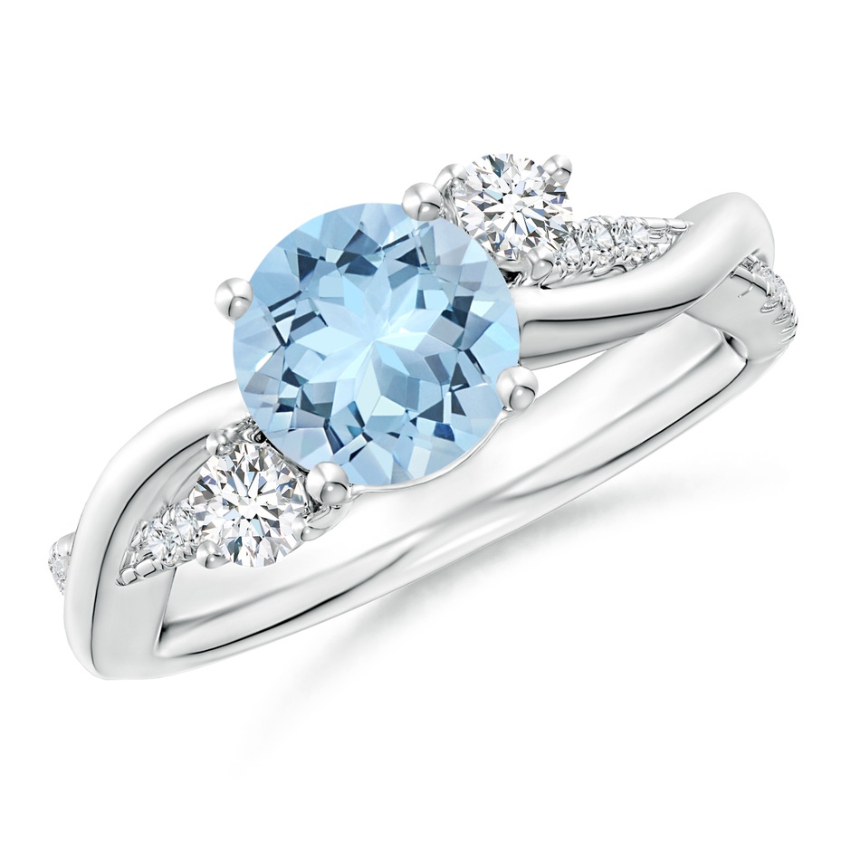 7mm AAA Nature Inspired Aquamarine & Diamond Twisted Vine Ring in P950 Platinum 