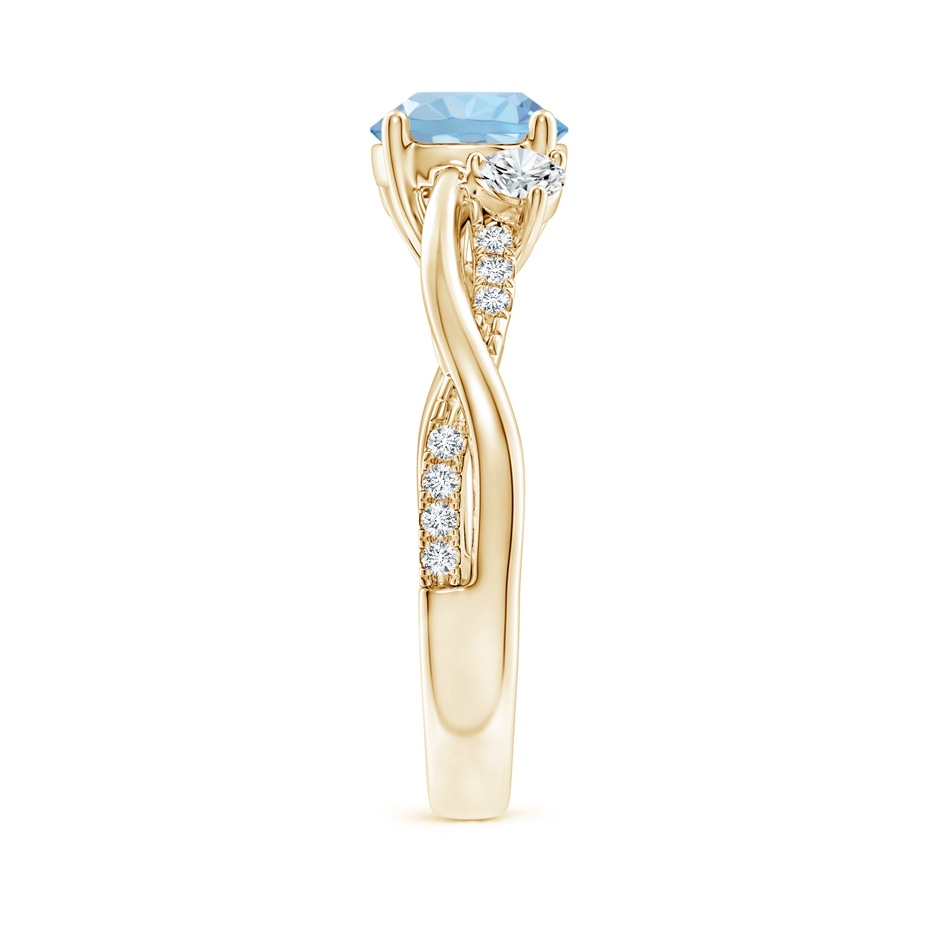 7mm AAA Nature Inspired Aquamarine & Diamond Twisted Vine Ring in Yellow Gold Side 299