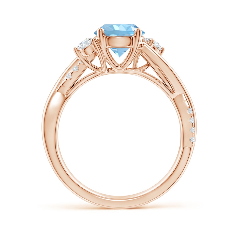 7mm AAAA Nature Inspired Aquamarine & Diamond Twisted Vine Ring in Rose Gold Side 199
