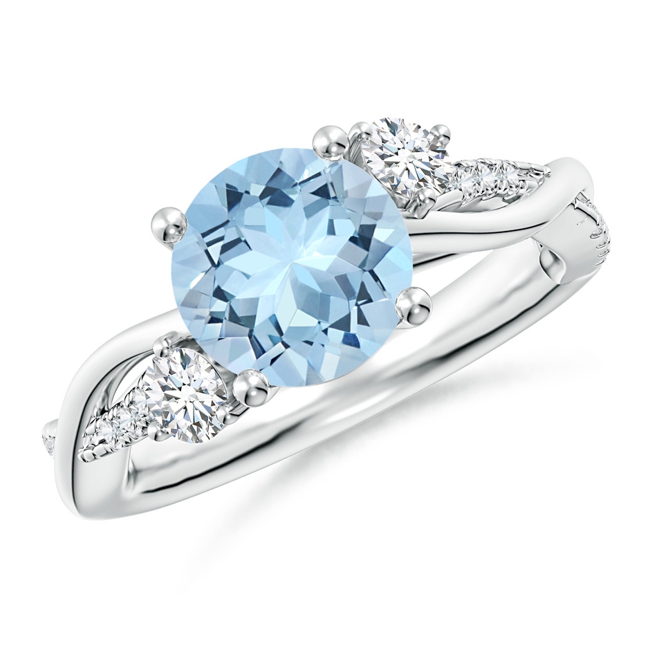 8mm AAA Nature Inspired Aquamarine & Diamond Twisted Vine Ring in White Gold 