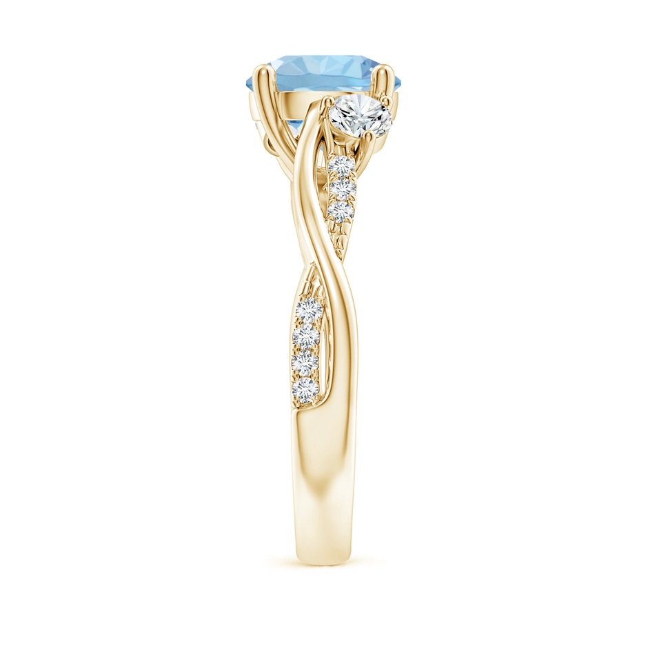 8mm AAA Nature Inspired Aquamarine & Diamond Twisted Vine Ring in Yellow Gold Side 299