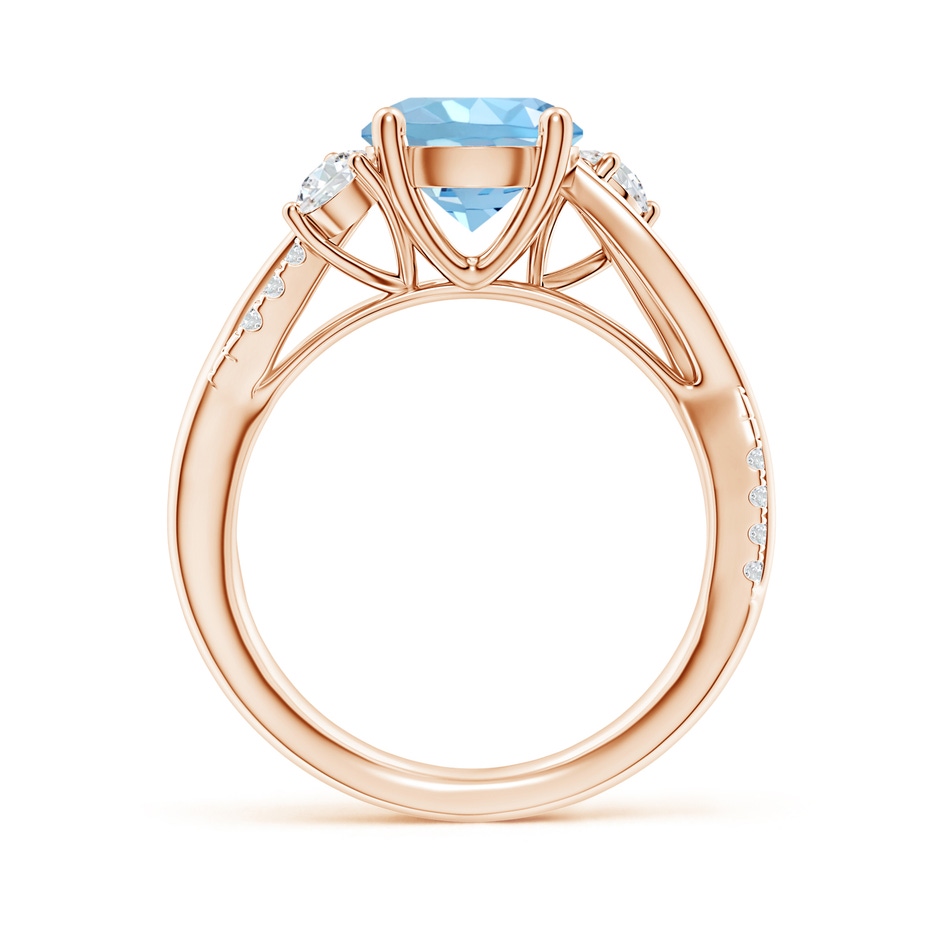 8mm AAAA Nature Inspired Aquamarine & Diamond Twisted Vine Ring in Rose Gold Side 199