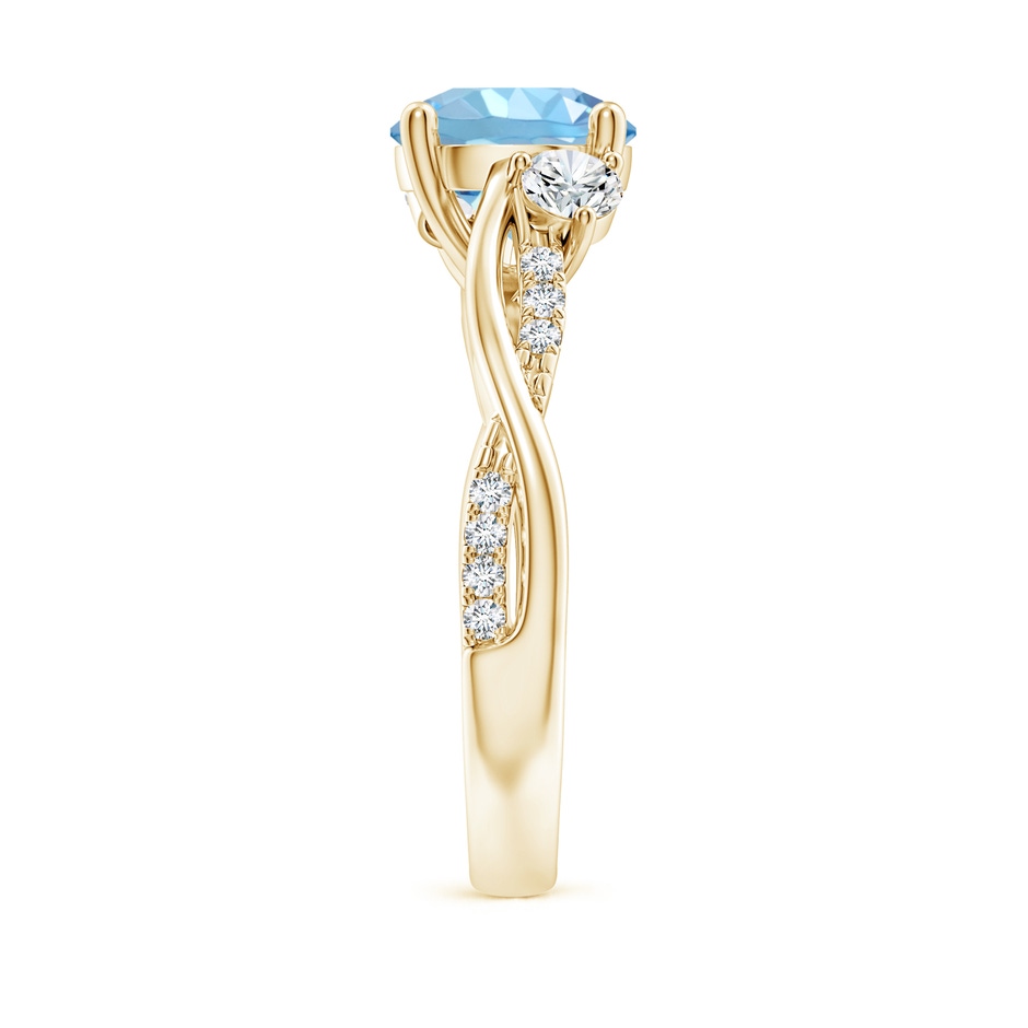 8mm AAAA Nature Inspired Aquamarine & Diamond Twisted Vine Ring in Yellow Gold Side 299