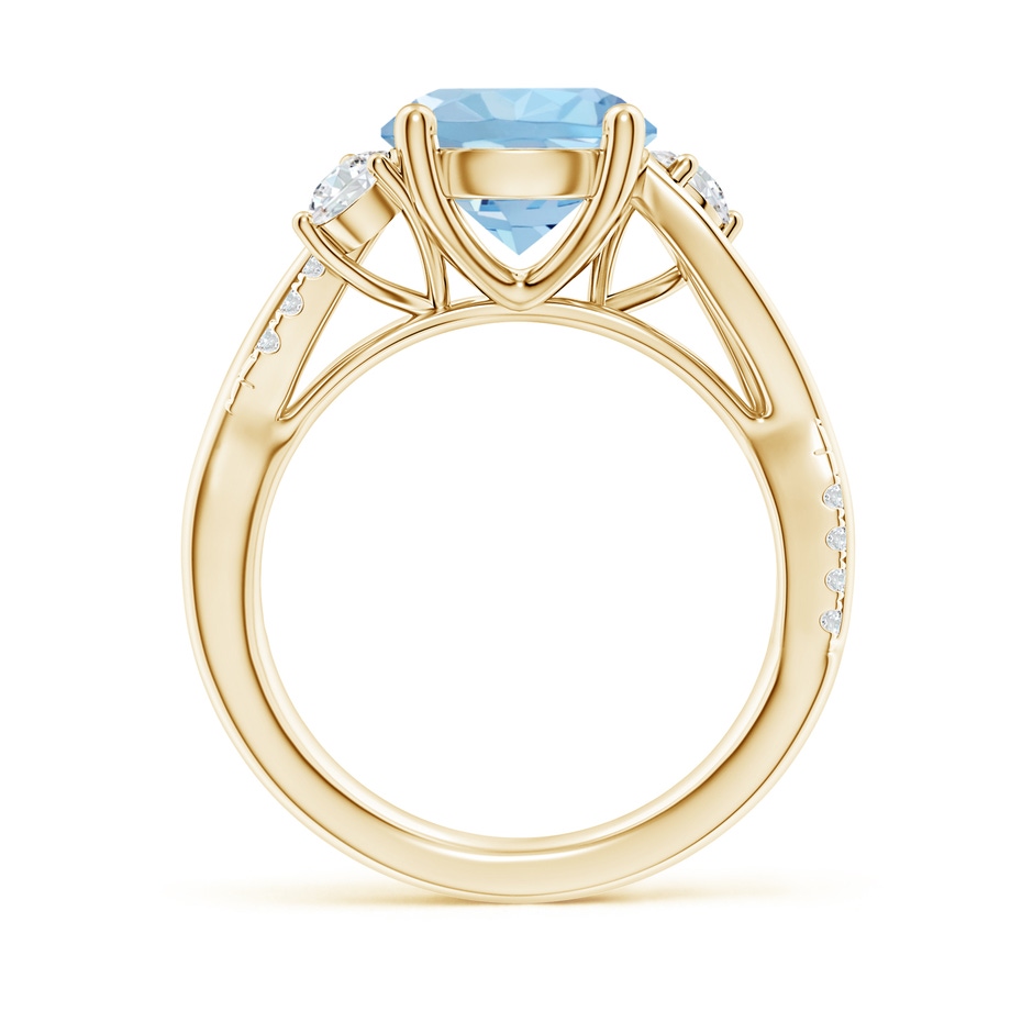 9mm AAA Nature Inspired Aquamarine & Diamond Twisted Vine Ring in Yellow Gold Side 199
