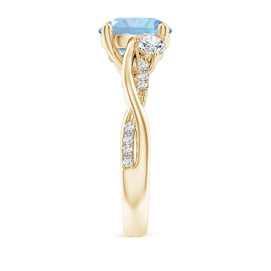 9mm AAA Nature Inspired Aquamarine & Diamond Twisted Vine Ring in Yellow Gold Side 299