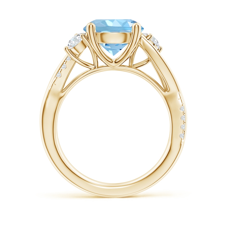 9mm AAAA Nature Inspired Aquamarine & Diamond Twisted Vine Ring in Yellow Gold Side 199