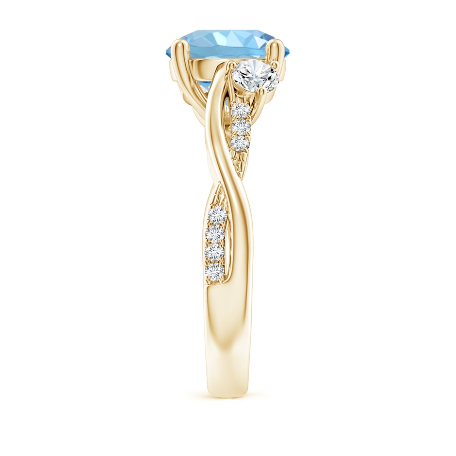 9mm AAAA Nature Inspired Aquamarine & Diamond Twisted Vine Ring in Yellow Gold Side 299