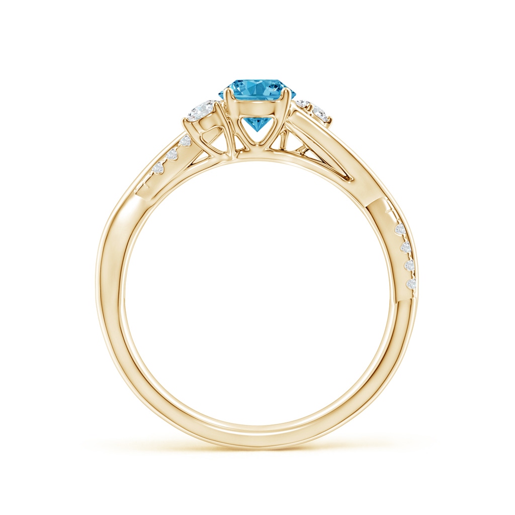 5mm AAAA Nature Inspired Fancy Intense Blue & White Diamond Twisted Vine Ring in Yellow Gold - side 199
