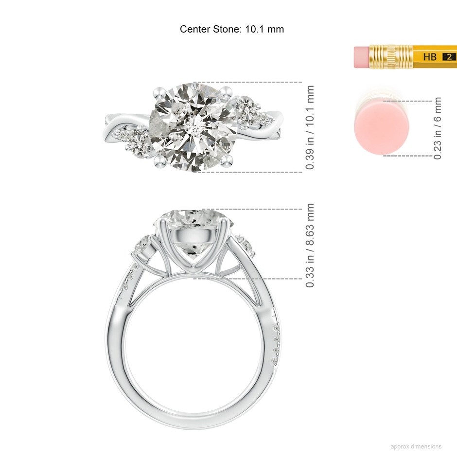 10.1mm KI3 Nature Inspired Diamond Twisted Vine Ring in P950 Platinum ruler