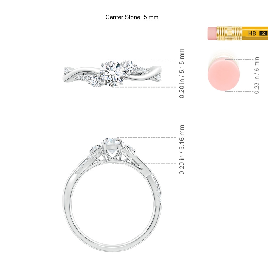 5mm GVS2 Nature Inspired Diamond Twisted Vine Ring in P950 Platinum ruler