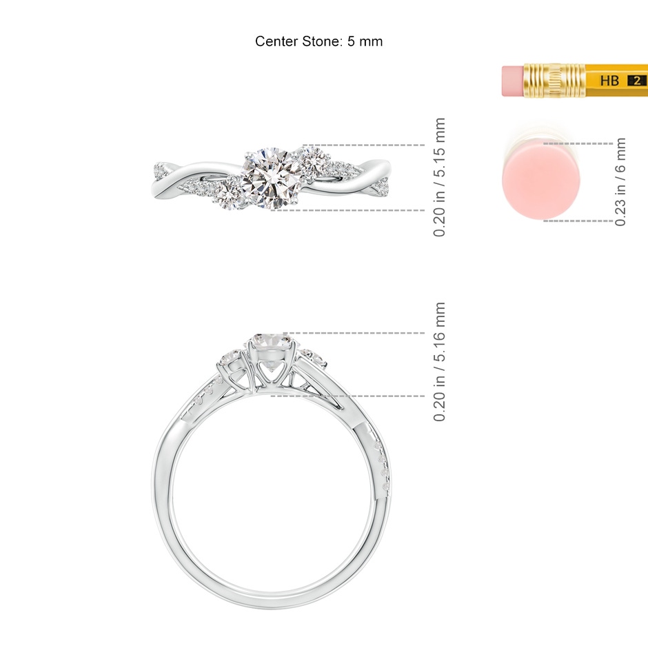 5mm IJI1I2 Nature Inspired Diamond Twisted Vine Ring in P950 Platinum ruler