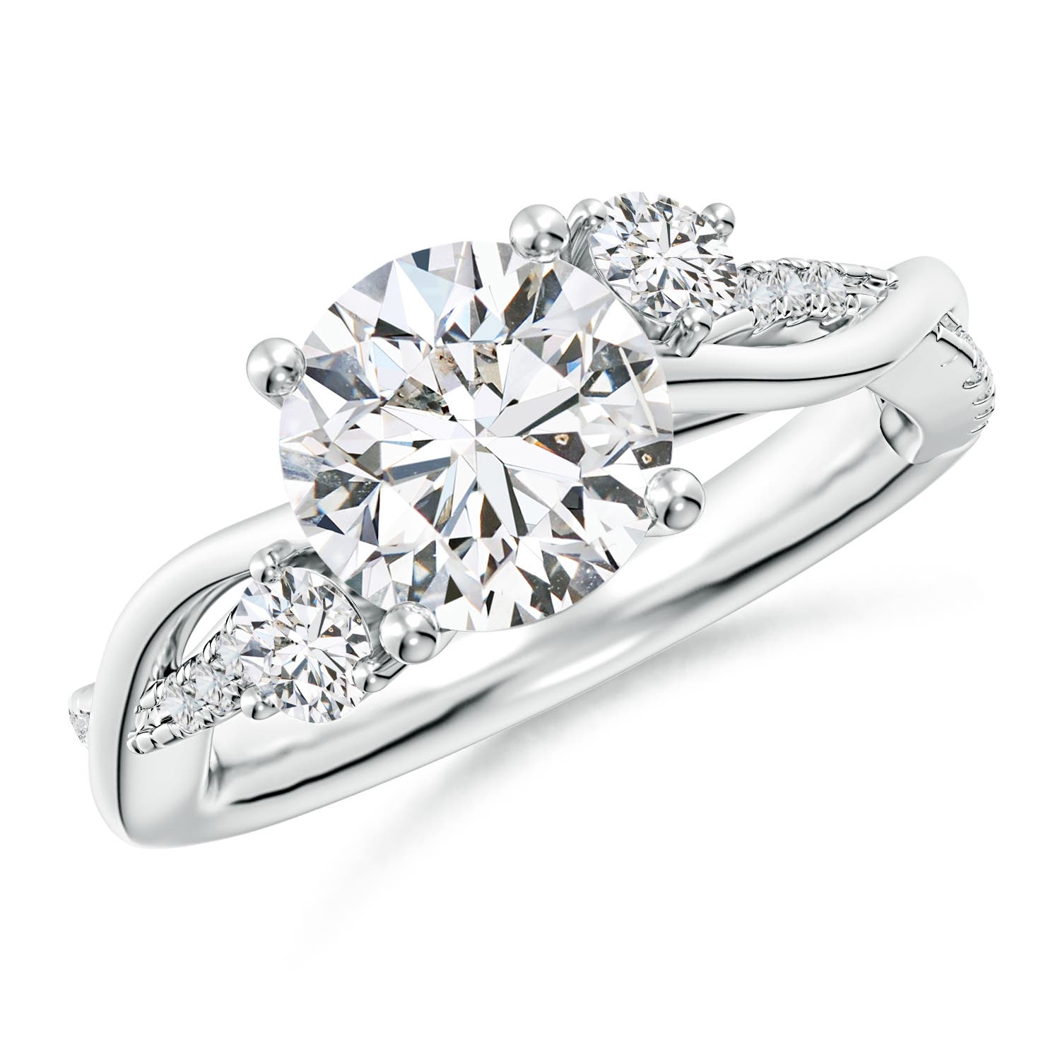 8.1mm HSI2 Nature Inspired Diamond Twisted Vine Ring in White Gold