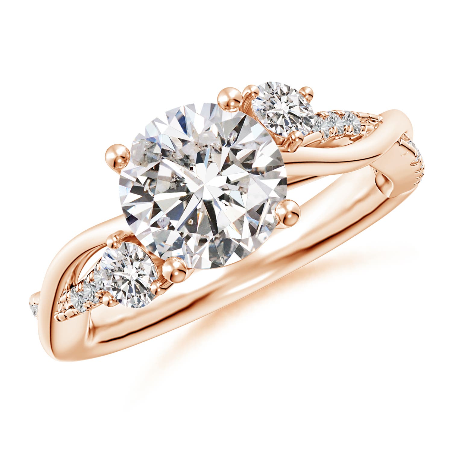 8.1mm IJI1I2 Nature Inspired Diamond Twisted Vine Ring in Rose Gold