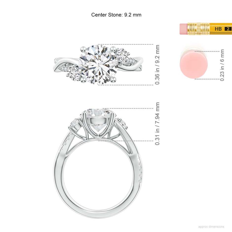 9.2mm HSI2 Nature Inspired Diamond Twisted Vine Ring in P950 Platinum ruler