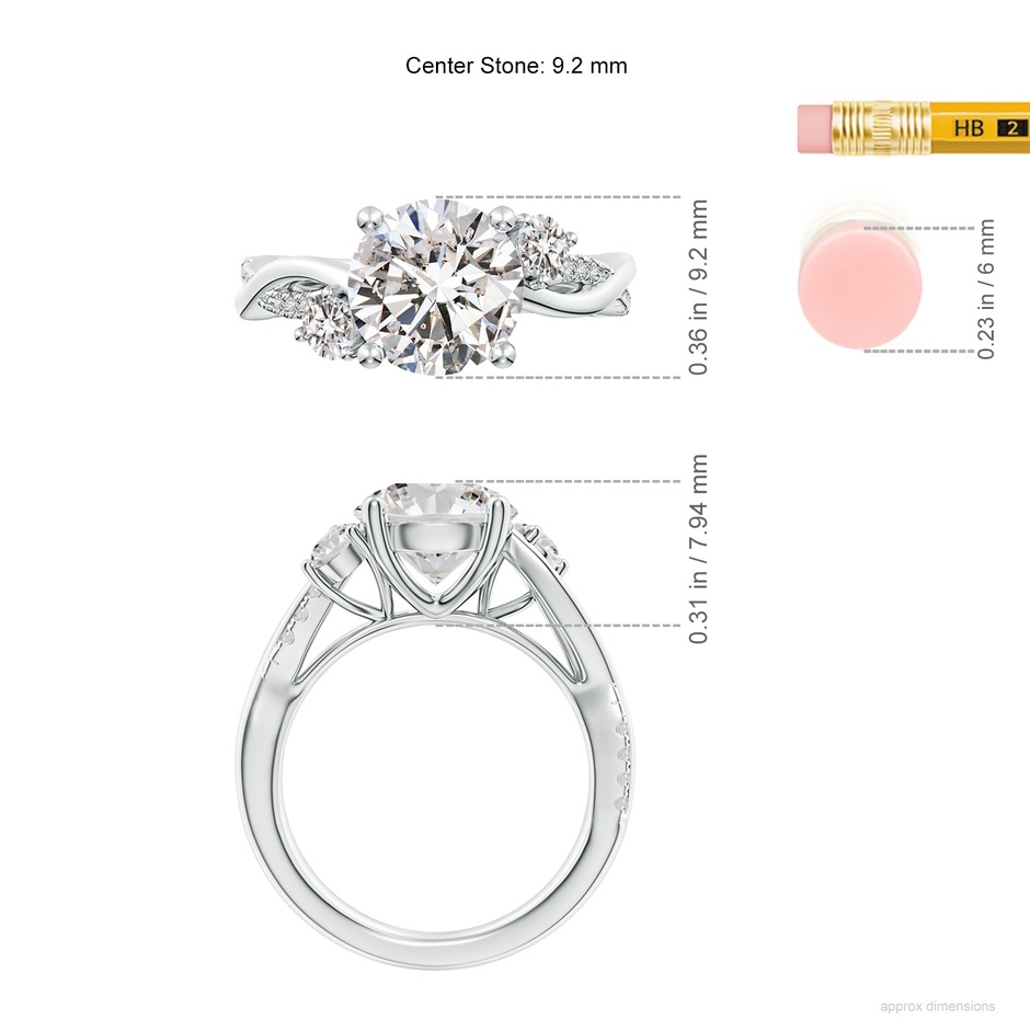 9.2mm IJI1I2 Nature Inspired Diamond Twisted Vine Ring in P950 Platinum ruler