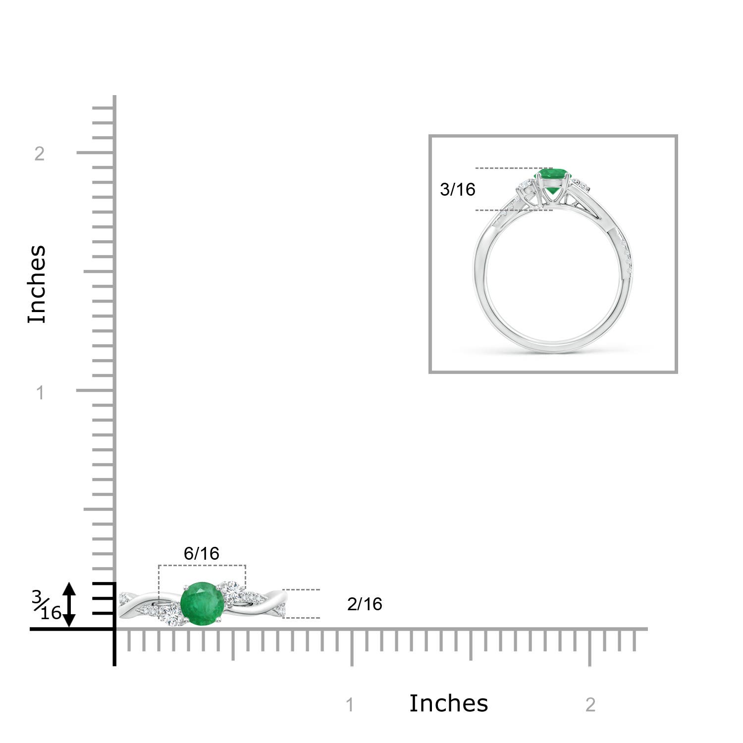 A - Emerald / 0.66 CT / 14 KT White Gold